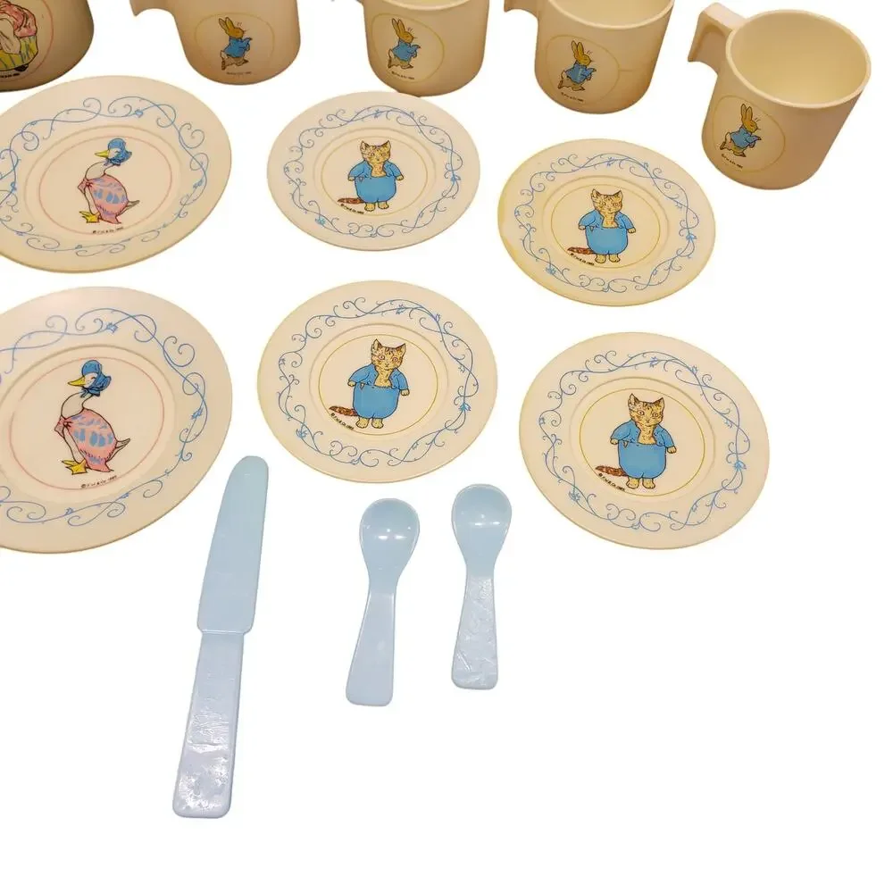 Vintage Peter Rabbit Toy Tea Set 1983 by Bluebird England Imported Very Rare